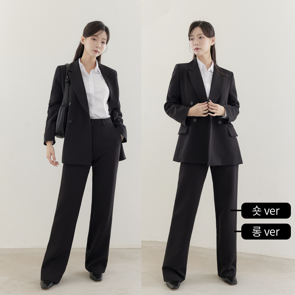 여성 세미 정장 캐주얼 비즈니스 면접 투피스 자켓 슬랙스 셋업 빅사이즈 [델리아 바지세트]