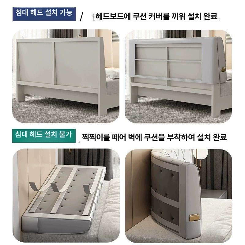 대형 침대 헤드 쿠션 머리 등받이 가정용 인테리어 베개 웜구스화이트 체크무늬 A 6cm 90x60 A - 상세 이미지 5