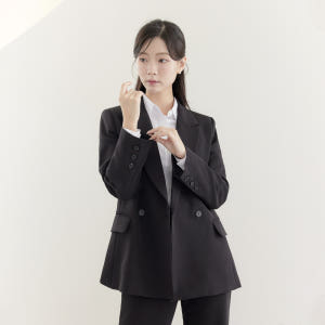 여성 세미 정장 블레이저 루즈핏 더블버튼 빅사이즈 면접 [델리아 자켓] 착용 후기 | 사이즈/핏 총정리 - 상품 이미지 1