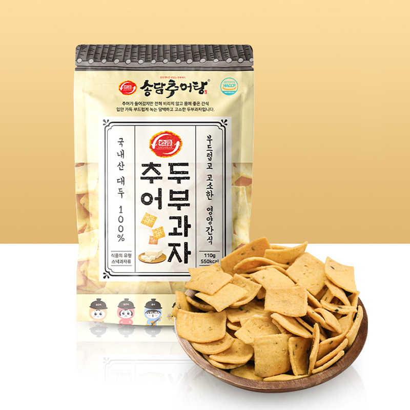국내산 미꾸라지 두부 과자 스낵 칼로리낮은 건강한 임산부 간식 뚜부 과자 110g 5+5봉 - 메인 이미지