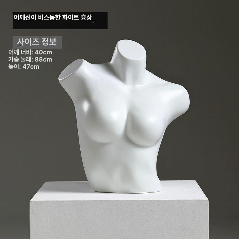 여성 속옷 마네킹 상반신 피팅 란제리 디스플레이 화이트플랫 숄더 브라+골드 디스크 공식 표준 이미지 6