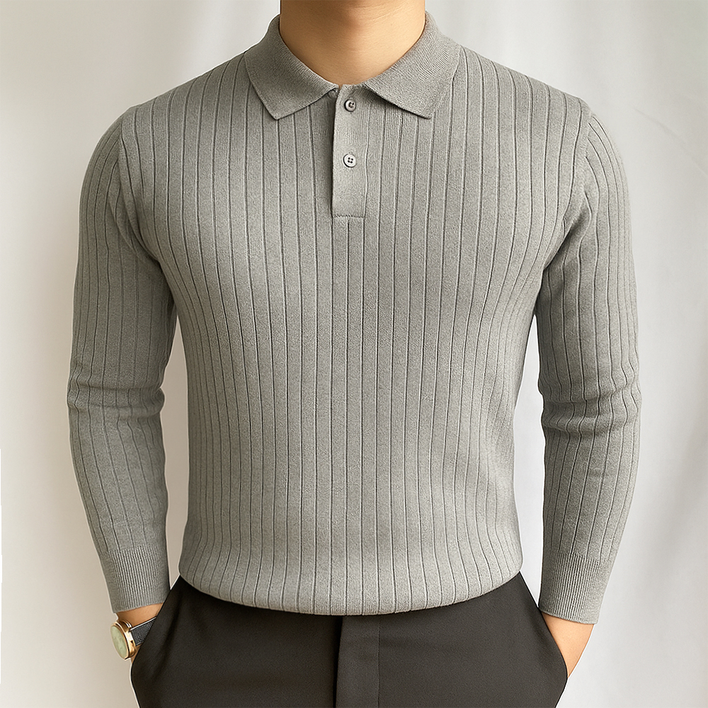 남자 남성 머슬핏 워셔블 긴팔 카라 니트