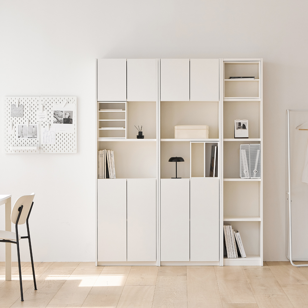 루베오 책장 600 (상하부 도어형), 5단, 화이트