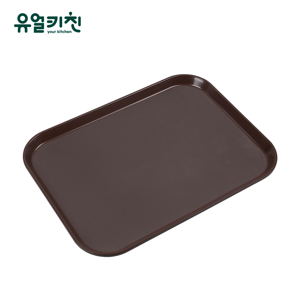 논슬립 직사각 쟁반 카페 트레이 업소용 왕대형, 브라운, 1개 - 메인 이미지