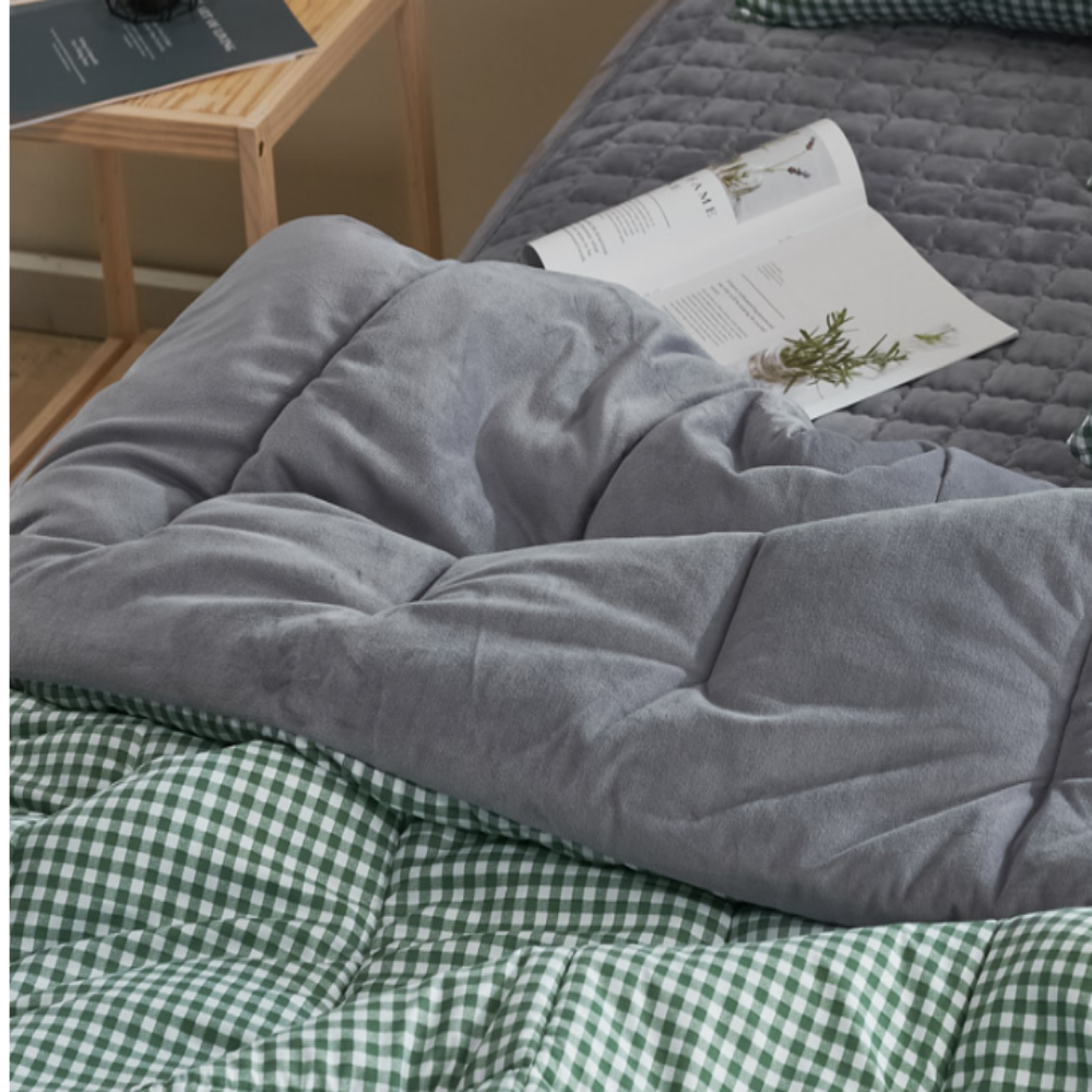 밍크 극세사 알러지케어 호텔 양면 따뜻한 두꺼운 체크 겨울 극세사 차렵 이불 SS