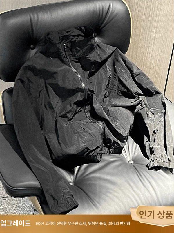 오버핏 밀리터리 바람막이 카모폴라주 바막 하이넥 집업 카모플라주 M - 상세 이미지 4