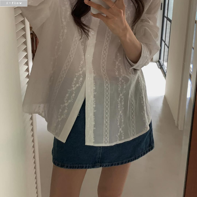 젬스 스티치 데님 A라인 미니스커트 1col S,M 가을 봄 바지안감 진청 제이플로우 이미지 6