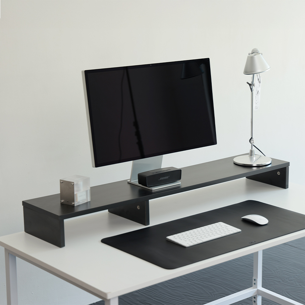 브릭사 모니터 받침대 듀얼모니터 베이직 선반 노트북 스탠드 1200mm, 블랙