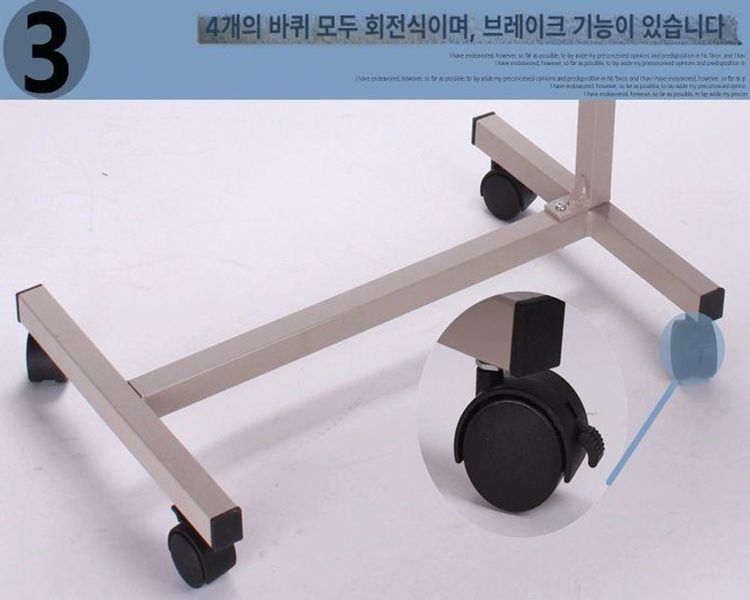 침대 이동식 보조 테이블 다용도 협탁 높이조절 선반 스탠다드 수동 L-리프트 베이지 - 상세 이미지 3