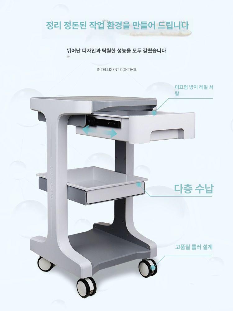 치과 트롤리 병원 컴퓨터 피부과 진료실 간호 진료소 노트북 모니터 미용실 진료 선반 드레싱 화이트그레이 단일 서랍 의료용 - 상세 이미지 5