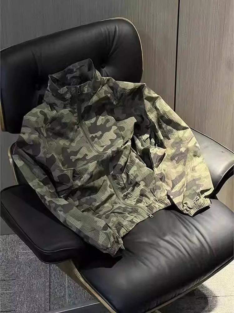 오버핏 밀리터리 바람막이 카모폴라주 바막 하이넥 집업 카모플라주 M - 상세 이미지 2