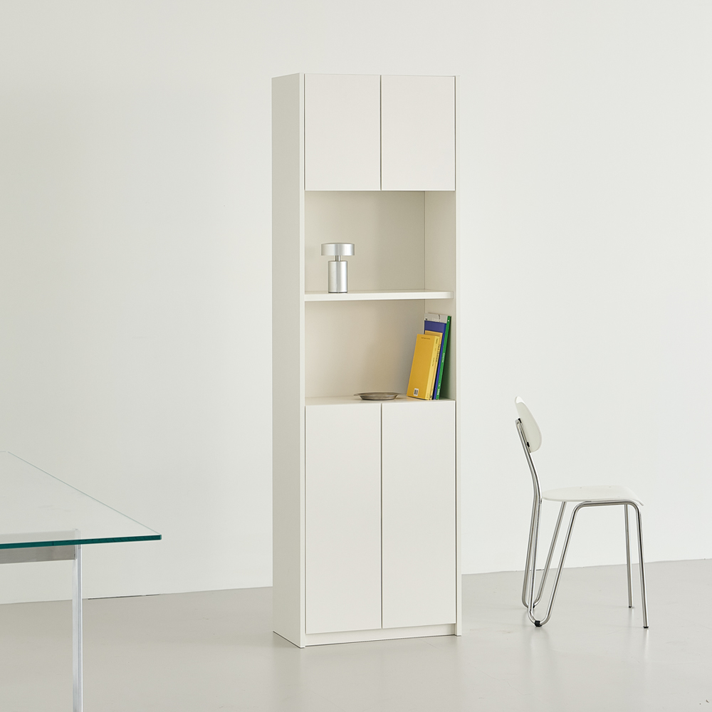루베오 책장 600 (상하부 도어형), 5단, 화이트