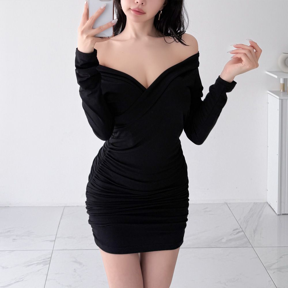 여니링 오프숄더원피스 섹시 셔링 파티룩 AF1692 - 상세 이미지 5