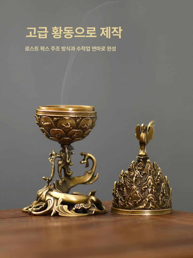 금동 대향로 공예 향로 장식품 고급 굿즈 엔틱 선물 향로 - 상세 이미지 5