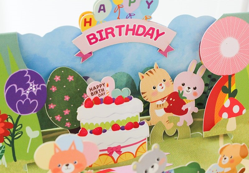 입체 팝업 축하 메세지 기념일 파티 선물 생일카드 제작 - 상세 이미지 3