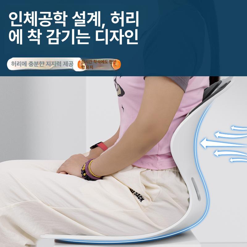 인체공학 자세교정 의자 허리보호 좌석 쿠션 보조 딥씨블루 인체공학적 곡선 - 상세 이미지 4