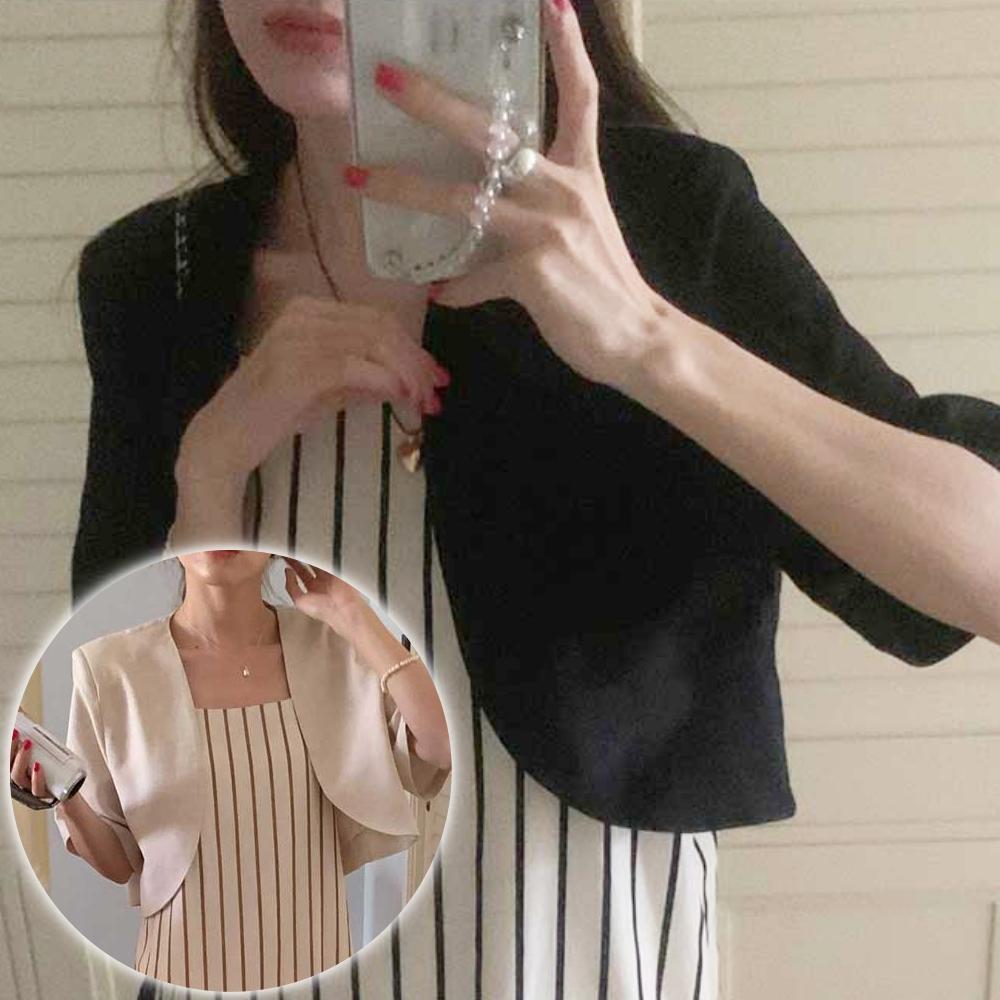 크롭 가을 여자 가디건 하객 어깨 패드 가디건 - 메인 이미지