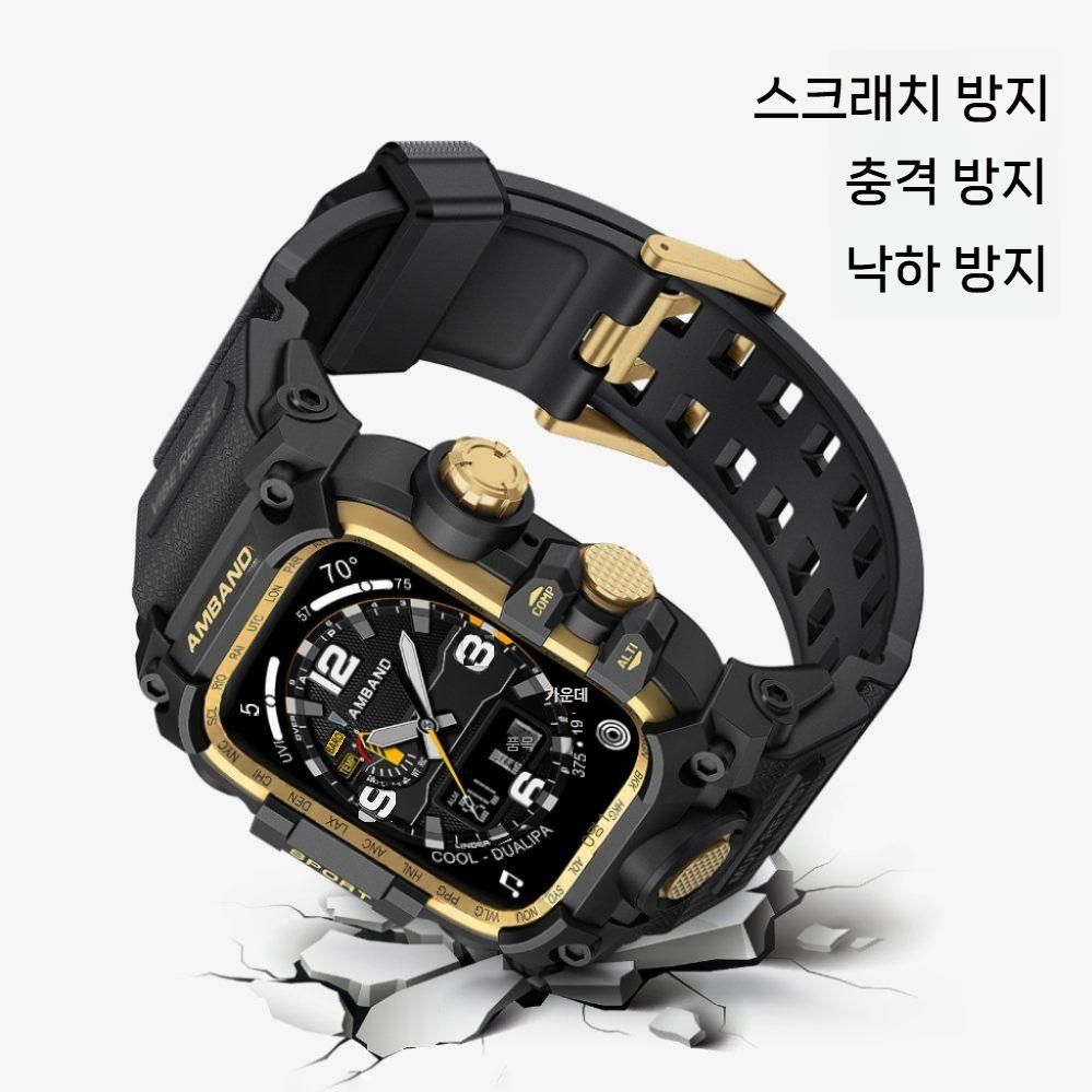 애플워치11 울트라3 se3 스트랩 액정 메탈 프레임 일체형 실리콘 밴드 이미지 6