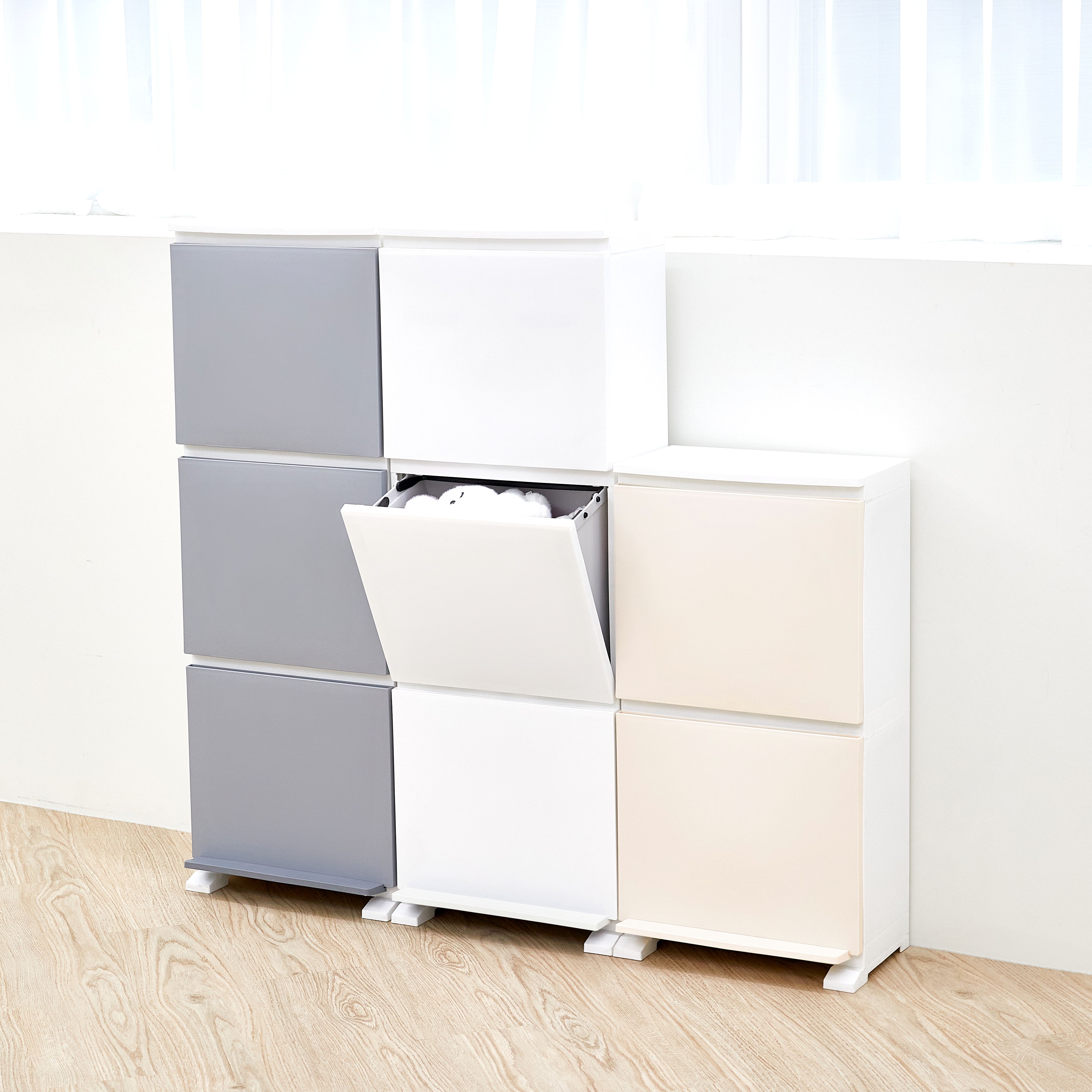 모다리빙 가정용 분리수거함 세탁실 수납함 플라스틱 정리함 팬트리 수납장 옷정리함