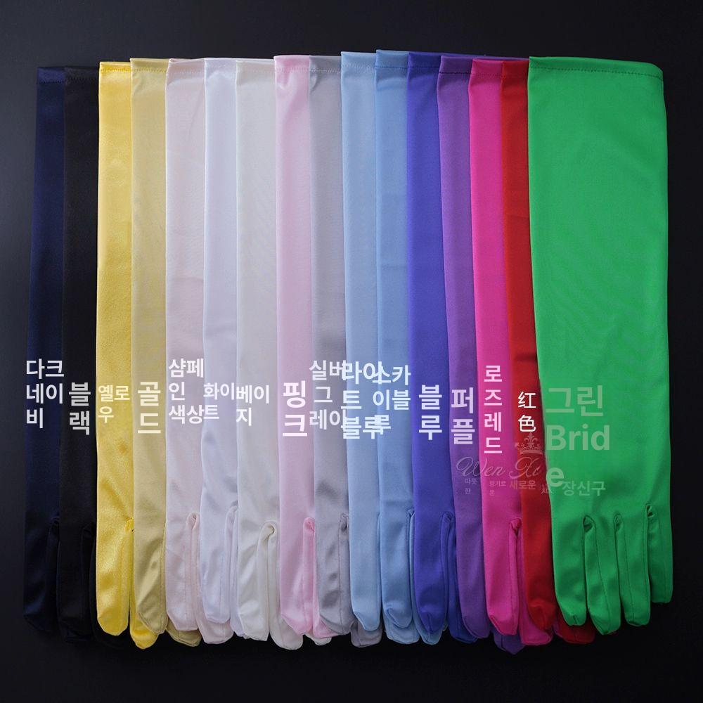 웨딩 새틴 장갑 시스루 팔토시 우아한 들러리 브라이덜샤워 이브닝 무도회 셀프 예식 결혼식 화이트 40cm - 상세 이미지 3