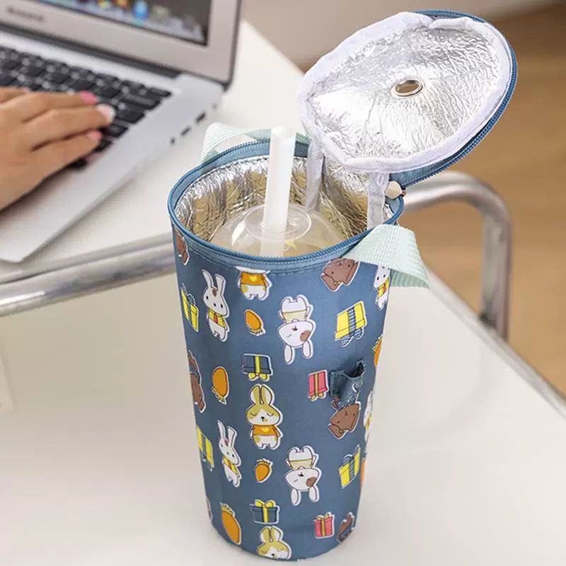 카페 빨대컵 보냉백 테이크아웃 음료 가방 보온 핑크아이스크림 - 상세 이미지 2