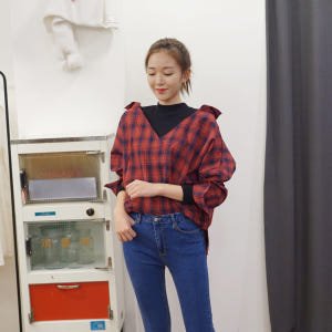 하이넥 레이어드 체크셔츠 착용 후기 | 사이즈/핏 총정리 - 상품 이미지 2