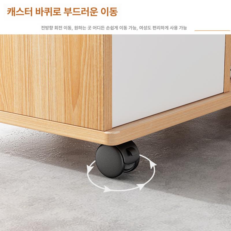 프린터기 받침대 서랍 수납장 사무실 책장 선반형 캐비닛 3단 2문 이동식 수납 가구 1단 1문 블랙오크 40x36x56 - 상세 이미지 5