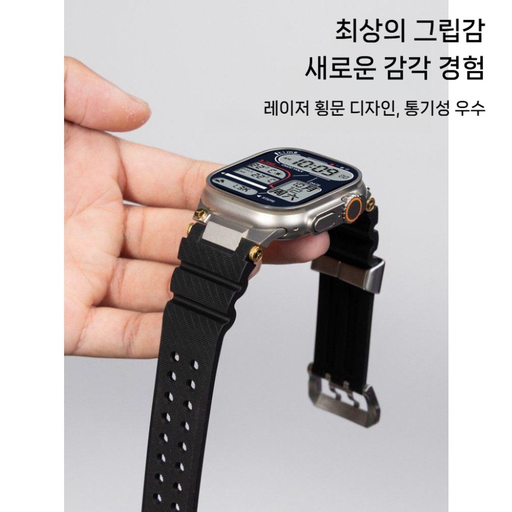애플워치11 울트라3 se3 스트랩 메탈 커넥터 이중 버클 실리콘 밴드 이미지 7