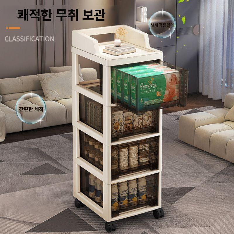 이동십 서랍장 거실 수납장 안방 다용도 수납 선반 3단 서랍장 카트 / 줄무늬패턴 조립식 - 상세 이미지 3