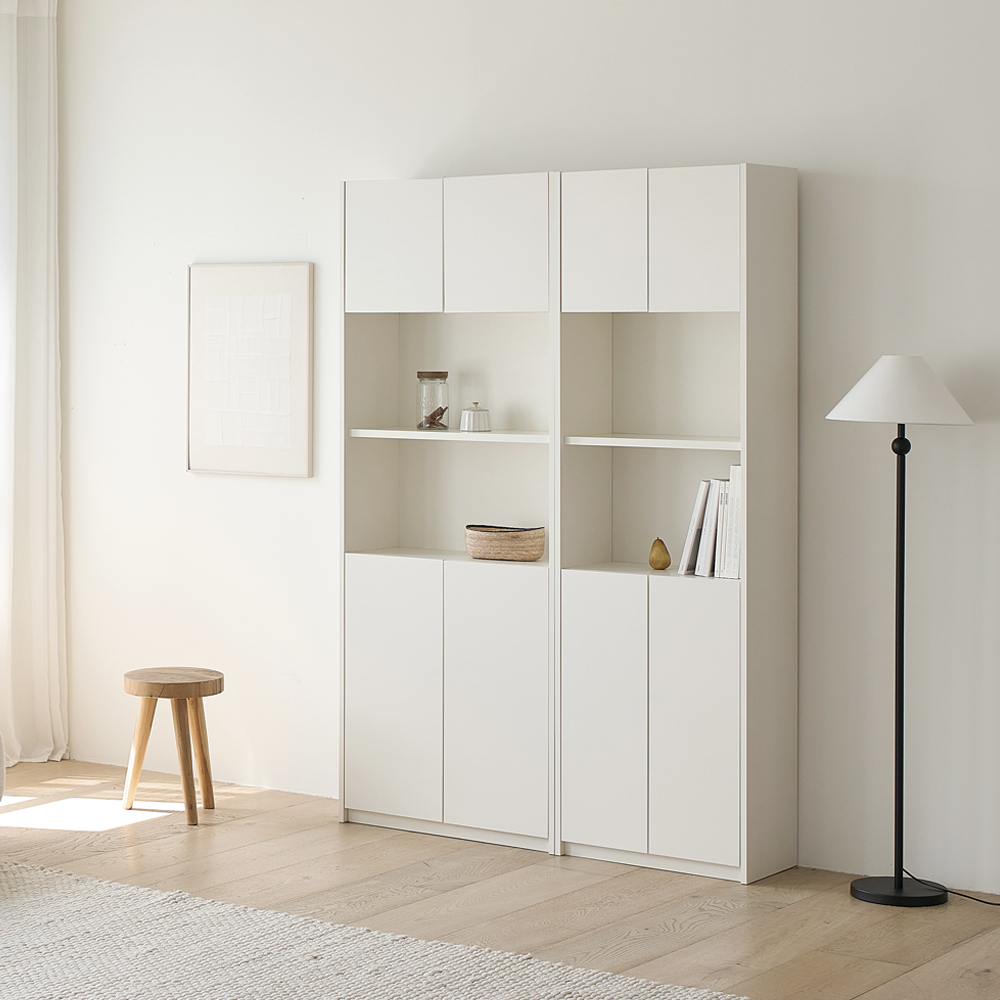 루베오 책장 600 (상하부 도어형), 5단, 화이트