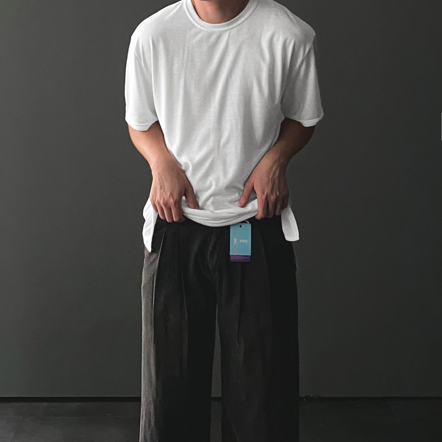 1+1 남자레이어드티 남자흰티 흰색면티 무지티셔츠 남성이너 - 상세 이미지 3