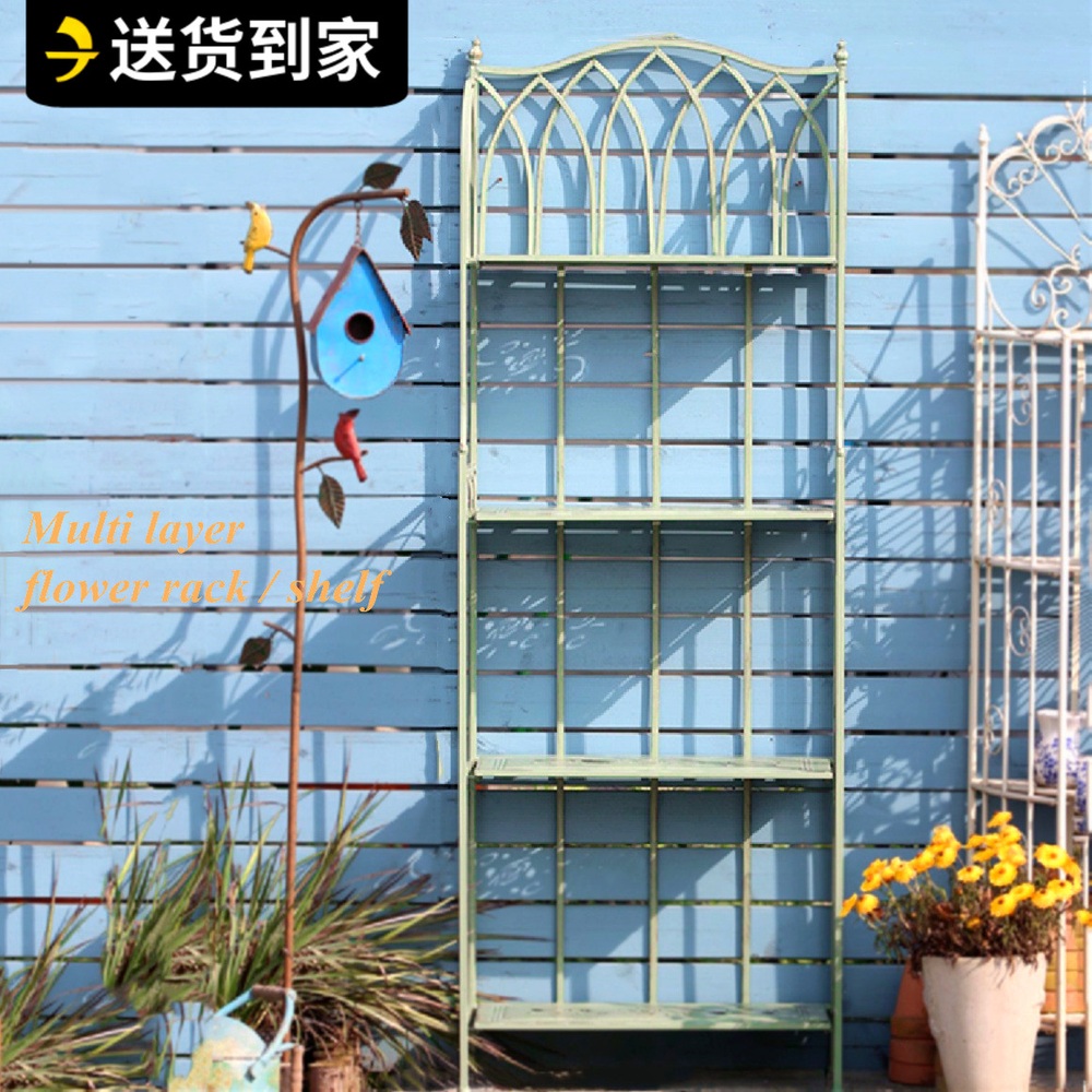 엔틱 화분대 베란다 화분 선반 거실 받침대 정원 인테리어 스탠드 카페 3단 에이징 화이트 1개 - 상세 이미지 2
