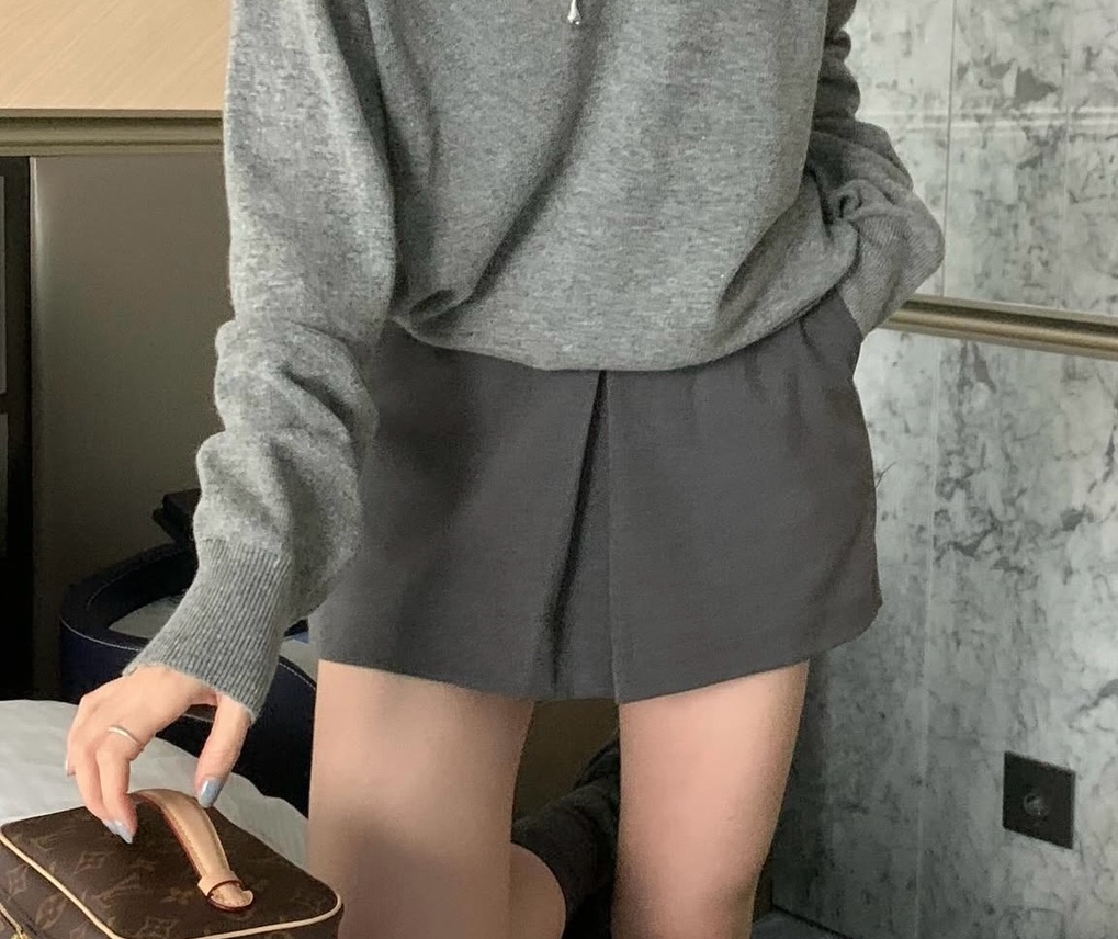 여성용 하이웨이스트 A라인 핀턱 치마바지 큐롯팬츠