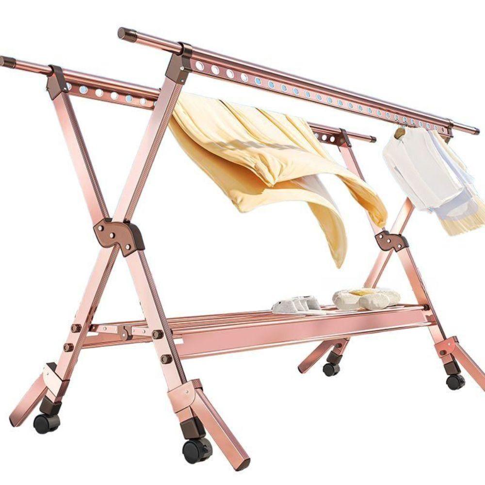 튼튼한 빨래 건조대 행거 주택 전원 야외 테라스 옥상 로즈골드-135-235cm - 상품 이미지