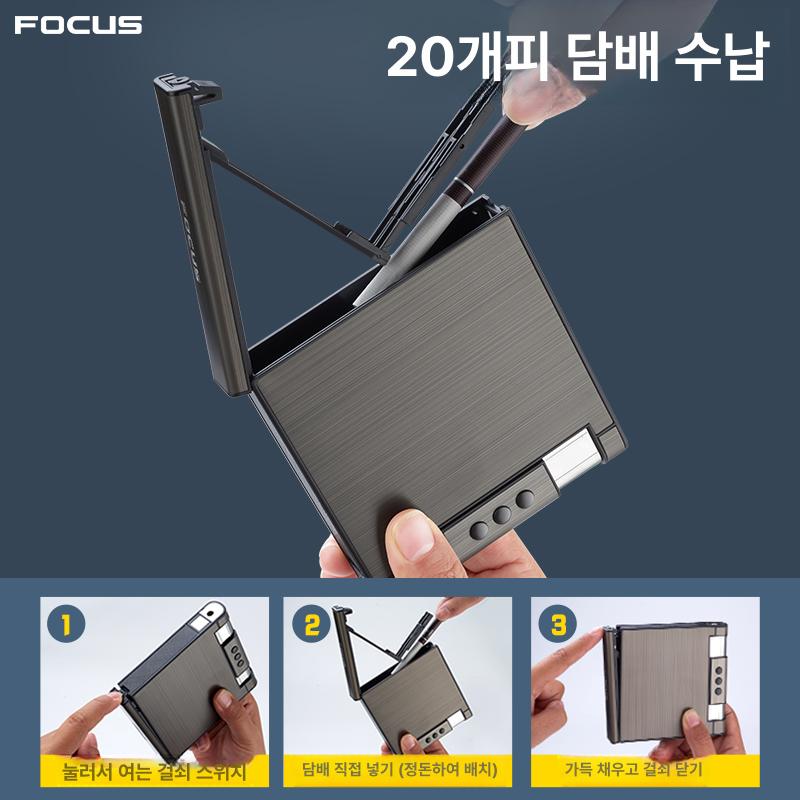담배 케이스 라이터 일체형 선물용 슬라이드 고급 블랙 - 상세 이미지 5