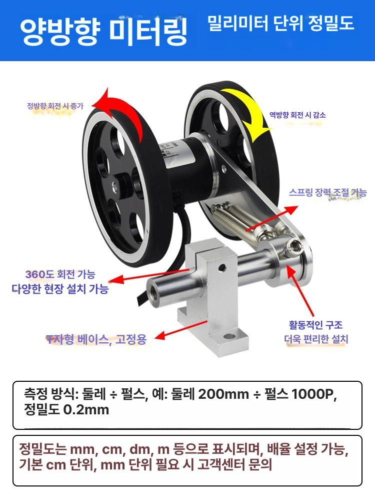 디지털 미터기 카운터 거치대 바퀴 롤러형 자리 길이측정기 컨트롤러 인코더 상업용 직물 스프링브래킷+인코더+고무내마모바퀴 - 상세 이미지 5