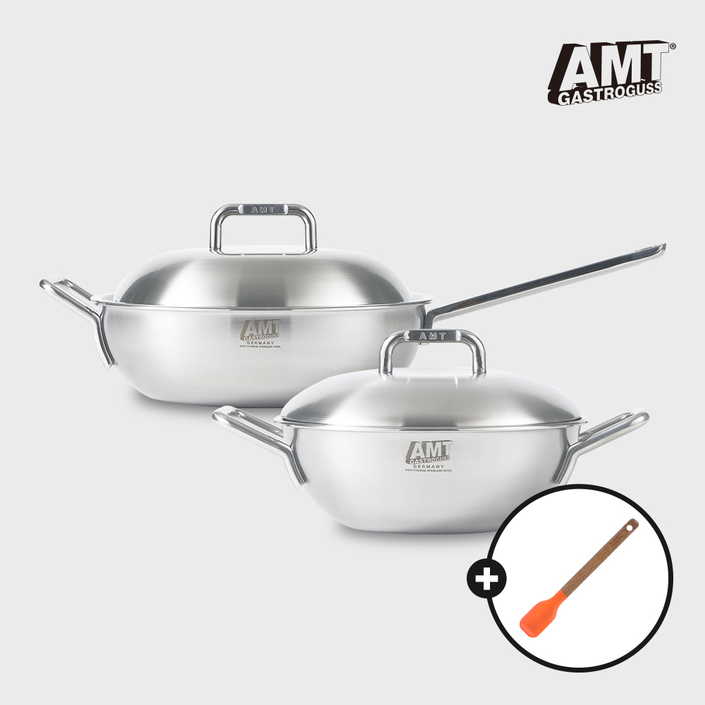 AMT 샤프 2종 세트(양수웍 22cm, 편수웍 28cm)+사은품 미니스파츄라 오렌지