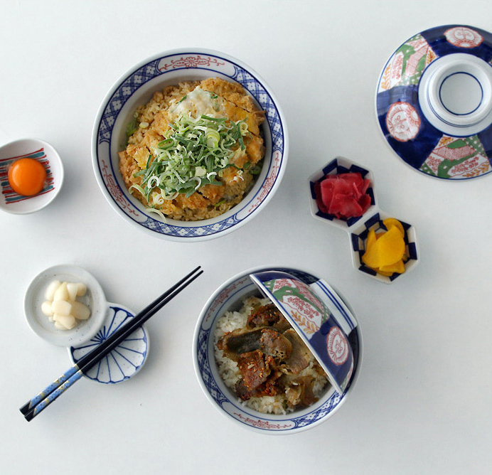 나무 일본 돈부리 그릇 뚜껑 세트 도자기 공기 덮밥 우동 텐동 규동 - 상세 이미지 3