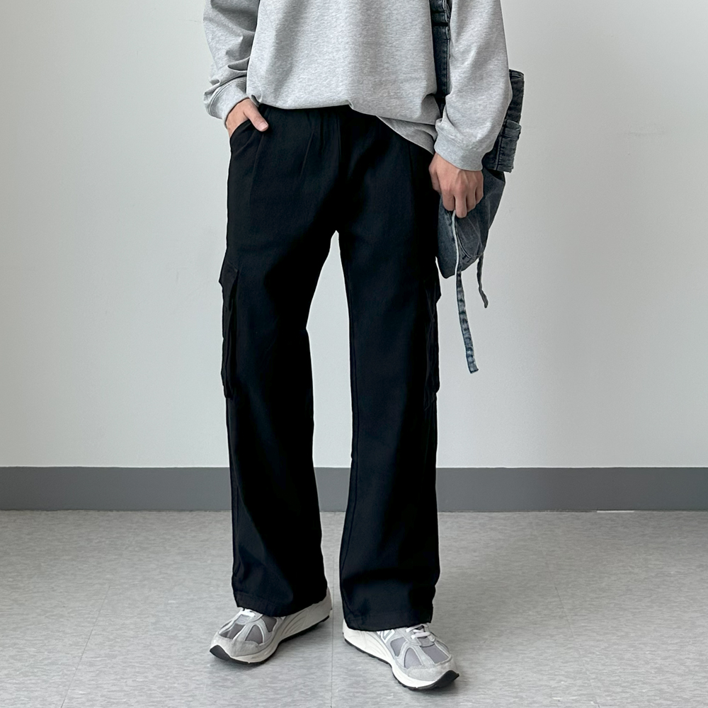 남자 바지 공용 커플 카고 바지 밴딩 팬츠 남자와이드팬츠 - 상세 이미지 3