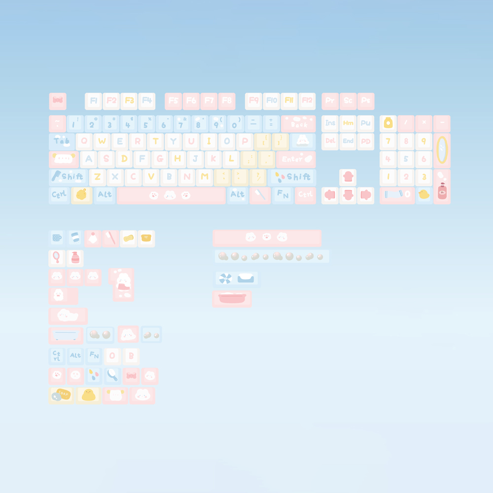 Soulcat PBT 기계식키보드 MOA 조약돌 예쁜 귀여운 염료승화 거품토끼 - 상세 이미지 4