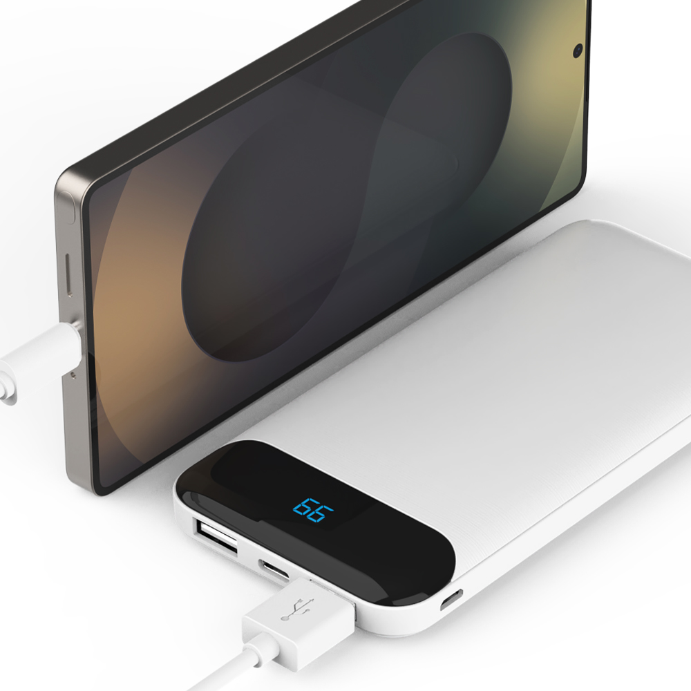 뉴클 슬림 LCD 잔량표시 고속충전 보조배터리 10000mAh, 화이트 - 상세 이미지 3
