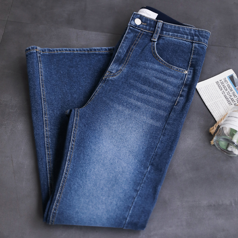 루미에 부츠컷 절개라인 워싱 데님 팬츠 - 상세 이미지 3