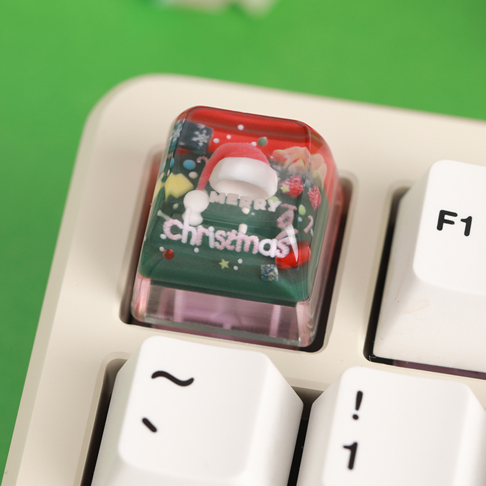 OSHID 포인트 아티산 레진 ESC 크리스마스 키캡 산타모자