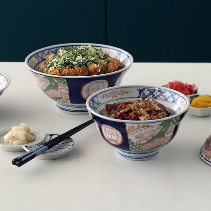 나무 일본 돈부리 그릇 뚜껑 세트 도자기 공기 덮밥 우동 텐동 규동 - 상세 이미지 2