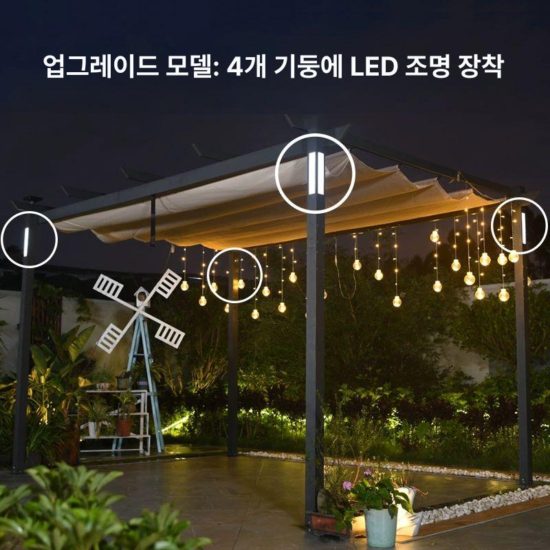 알루미늄 합금 캐노피 스카이어닝 썬테크 파고라 농막 전원주택 그늘막 텐트 8cm 3x3m 그레이 없음 - 상세 이미지 4