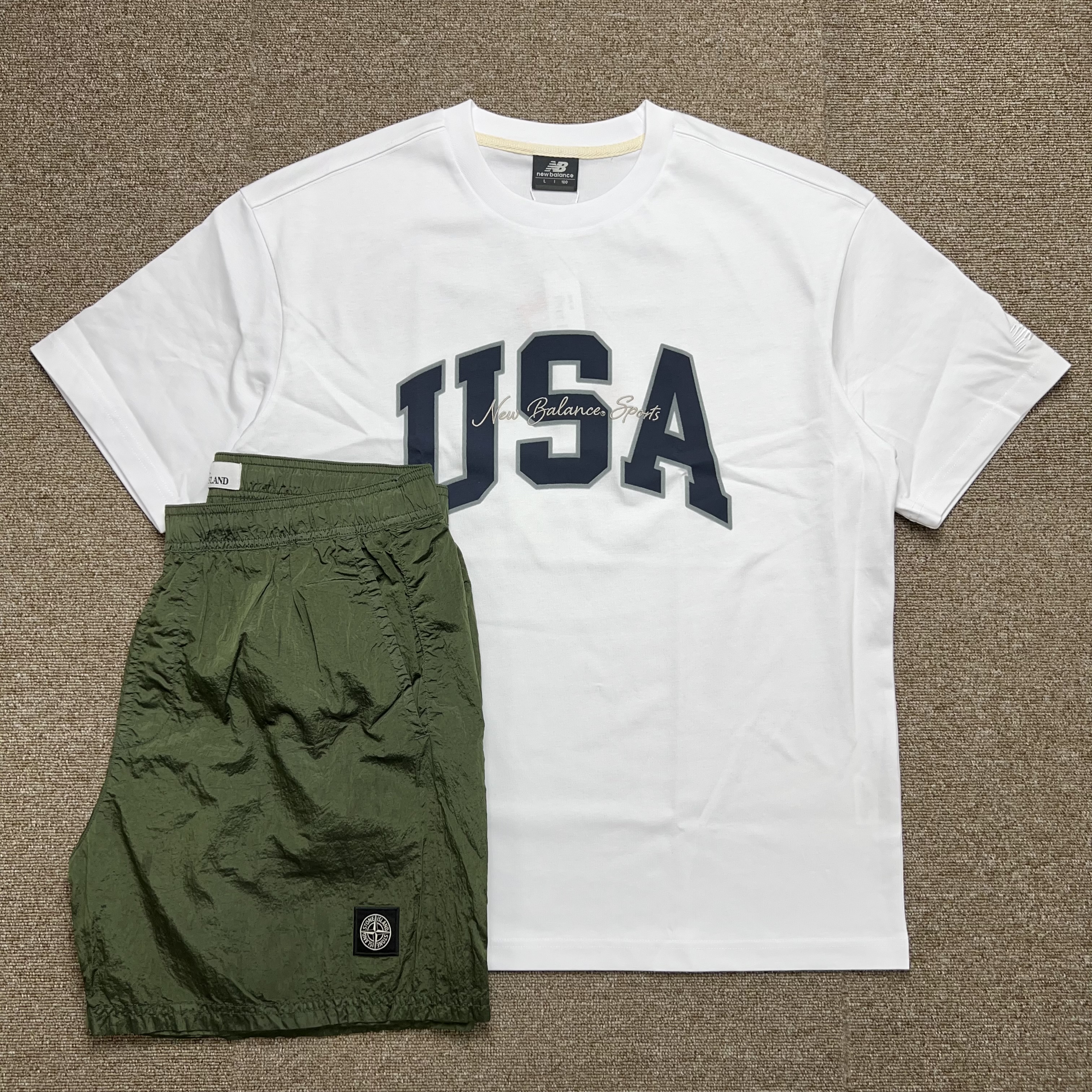 뉴발란스 반팔티 남자 여자 커플 그래픽 프린팅 오버핏 러닝 반팔 - 상품 이미지