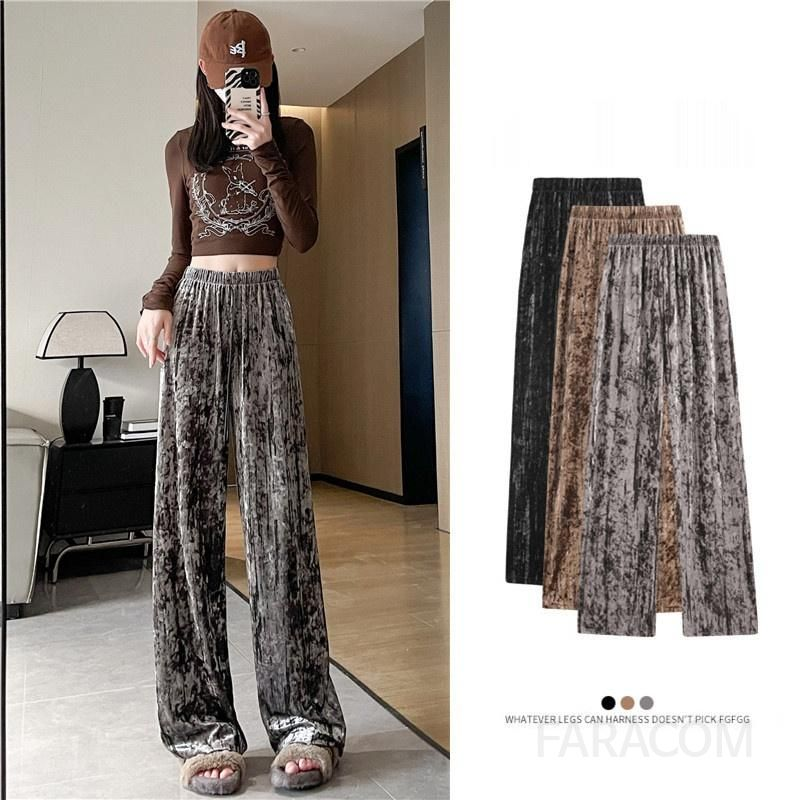 여성 하이웨스트 기모 와이드팬츠 겨울용 블랙 캐주얼 슬림핏 따뜻한 착용감 편안한 외출룩 드레이프 디자인 스타일리시한 선택 - 상세 이미지 2