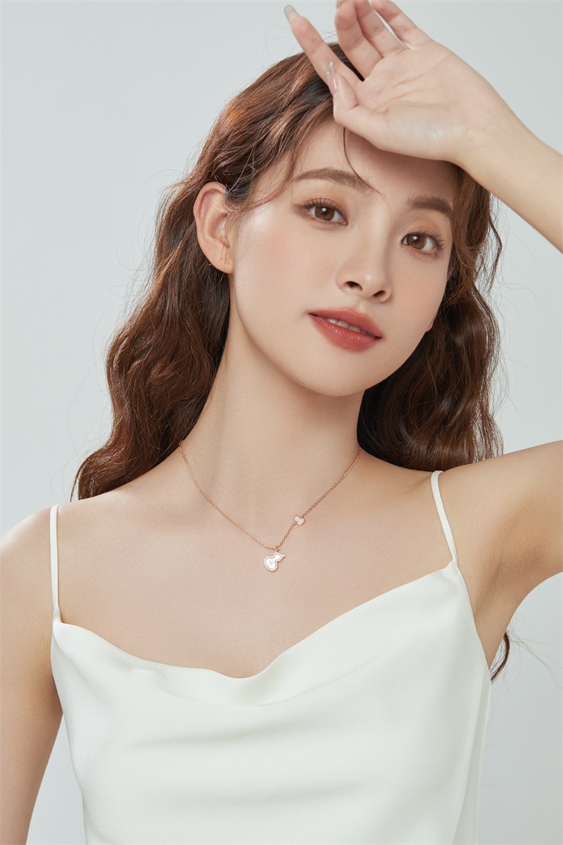 목걸이 옥 토끼 남녀 전송 원석 샴페인 쇄골 관음 여성용 탄생목걸이 여성목걸이 화이트 조개 - 상세 이미지 4