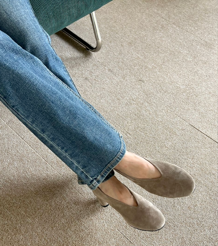 가을겨울 여성 구두 스웨이드 4cm 미들힐 데일리 펌프스 - 상세 이미지 4