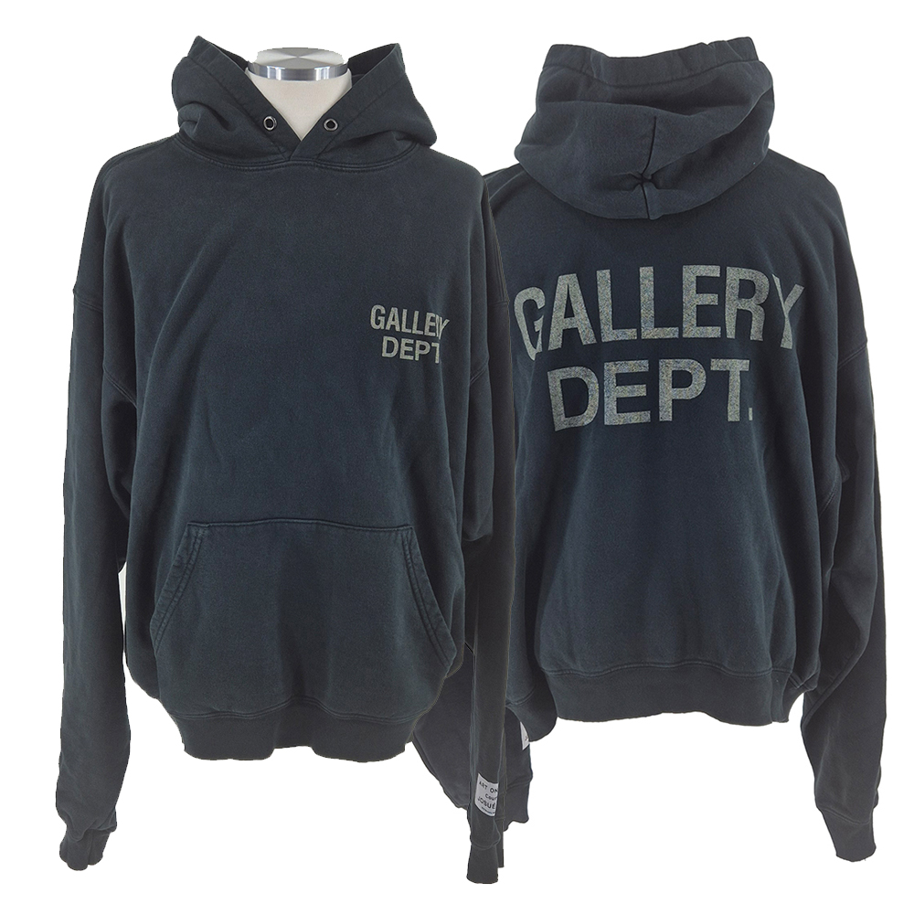 25SS 갤러리디파트먼트 90s GD 로고 후드 맨투맨 티셔츠 빈티지 블랙 GDLH 50025 - 상품 이미지